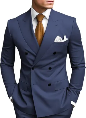 2 Piece Double Breasted Suit Men Slim Fit Mens Double Breasted Blazer Pants Sets Wedding Prom Homecoming Suit
