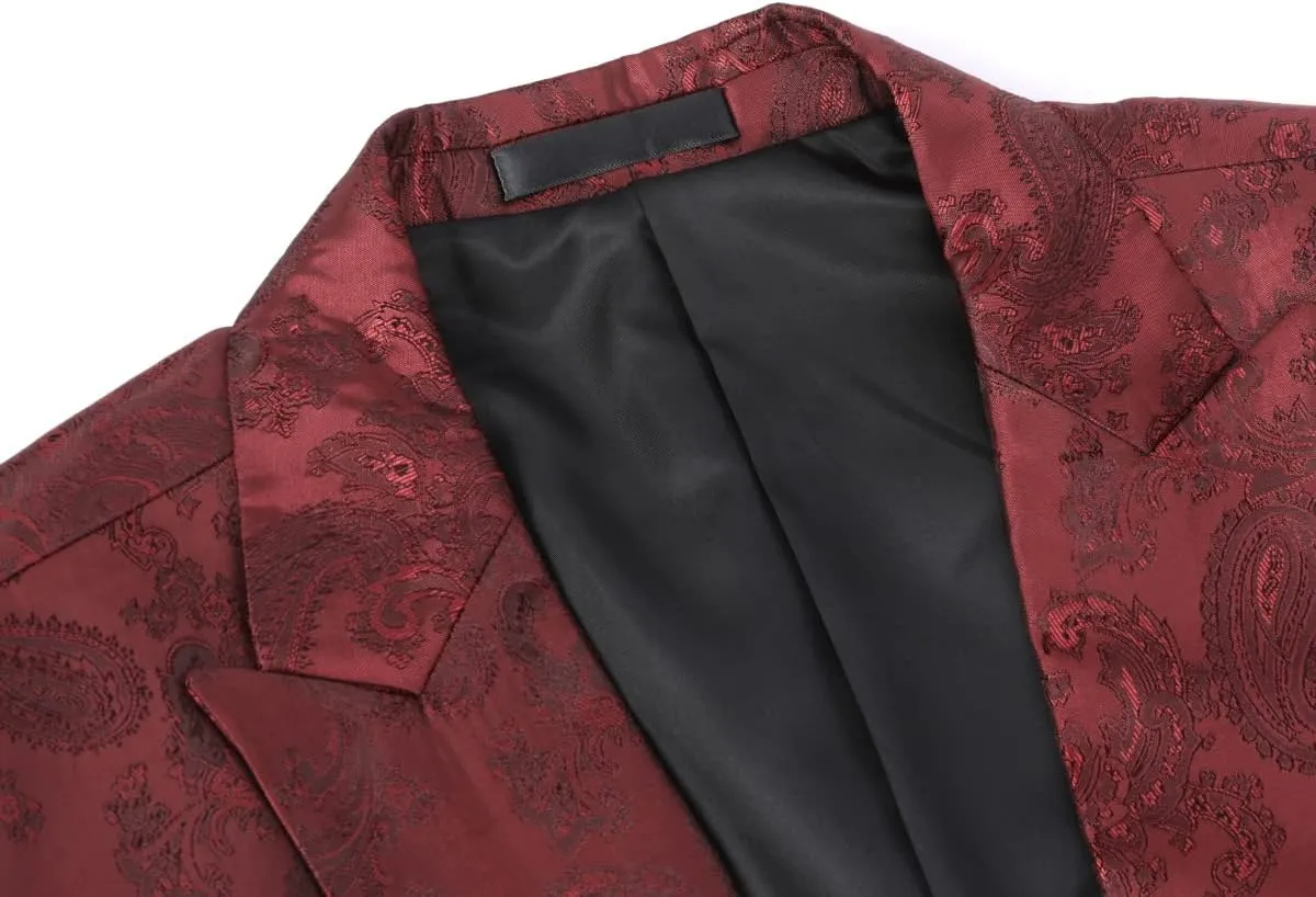 Cloudstyle Mens Slim Fit Paisley Suit Single Breasted Party Suit Jacket 1 Button Sport Coat