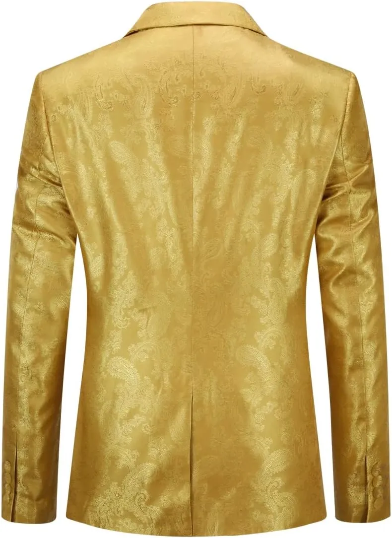 Cloudstyle Mens Slim Fit Paisley Suit Single Breasted Party Suit Jacket 1 Button Sport Coat