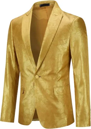 Cloudstyle Mens Slim Fit Paisley Suit Single Breasted Party Suit Jacket 1 Button Sport Coat