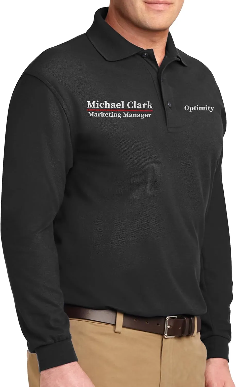 Custom Embroidered Long Sleeve Polo Shirts for Men Personalized Embroidery Add Your Name Text