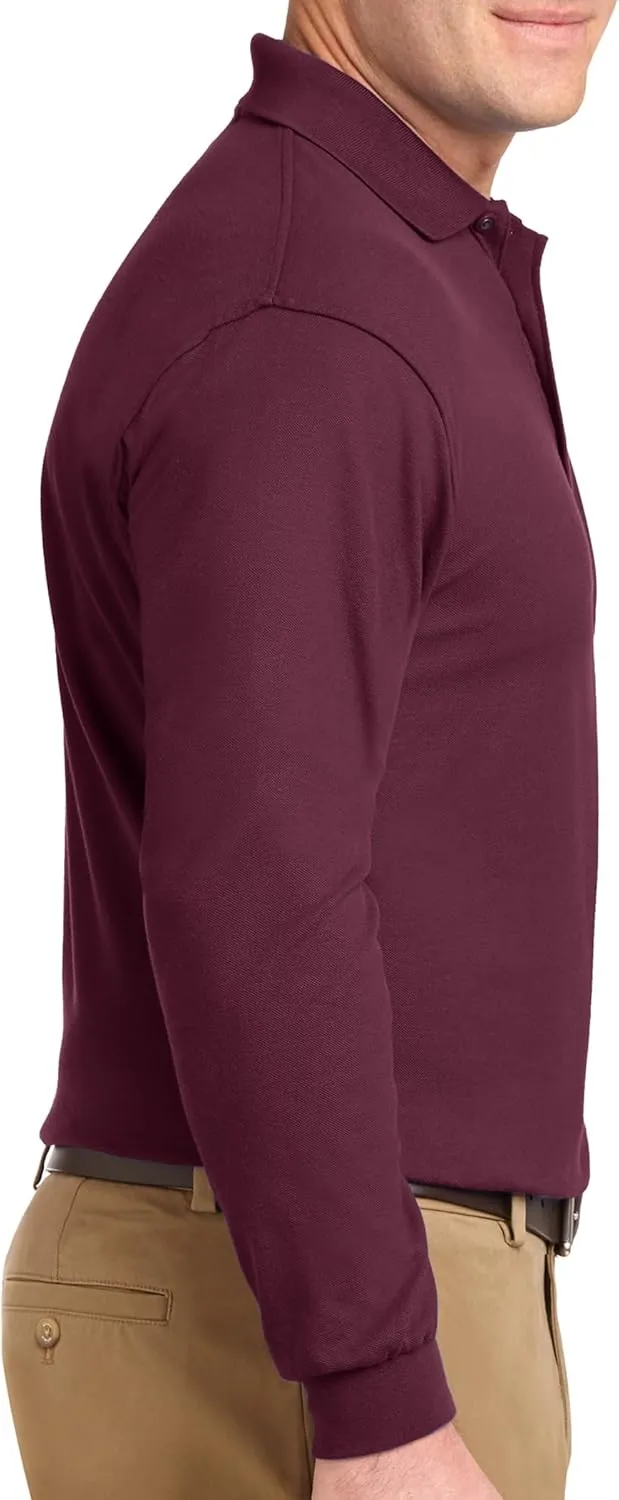 Custom Embroidered Long Sleeve Polo Shirts for Men Personalized Embroidery Add Your Name Text