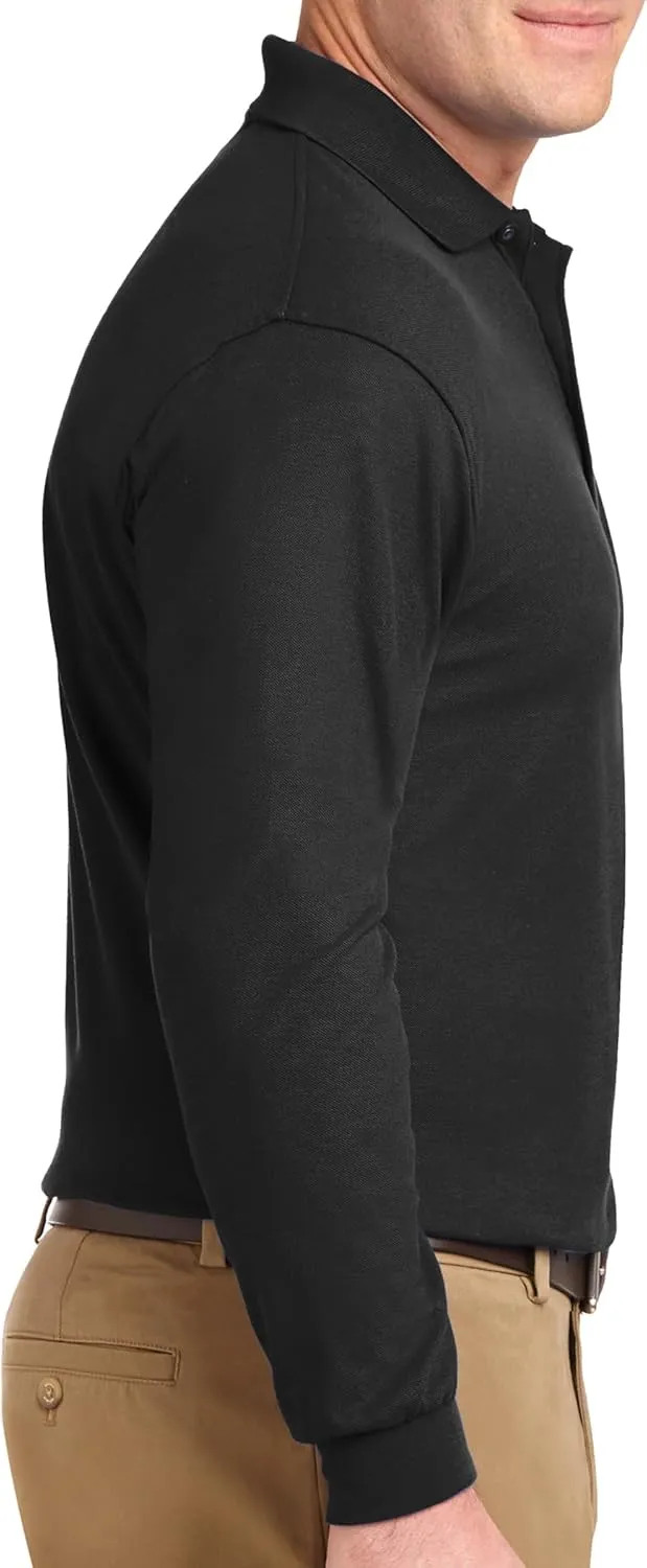 Custom Embroidered Long Sleeve Polo Shirts for Men Personalized Embroidery Add Your Name Text