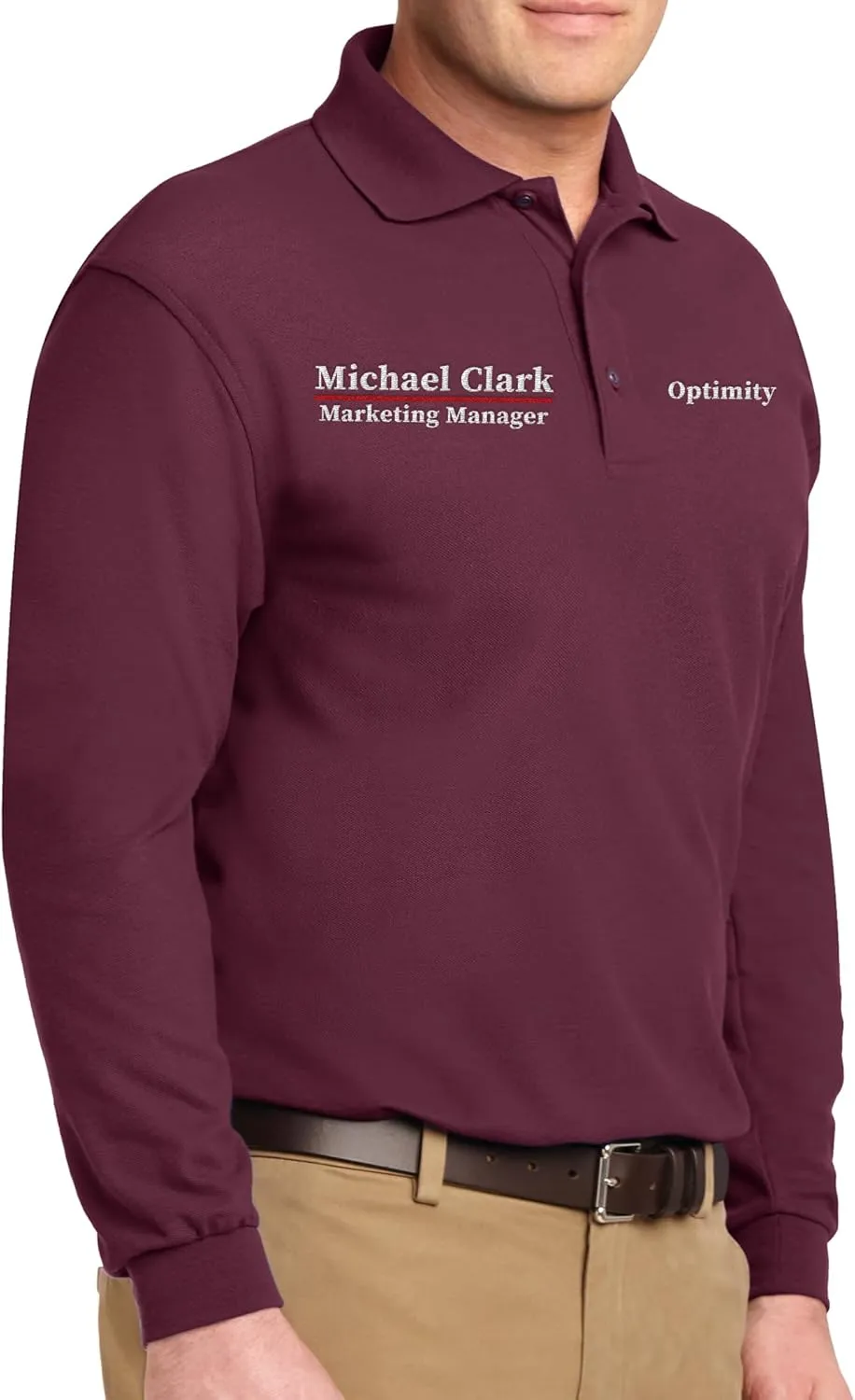 Custom Embroidered Long Sleeve Polo Shirts for Men Personalized Embroidery Add Your Name Text