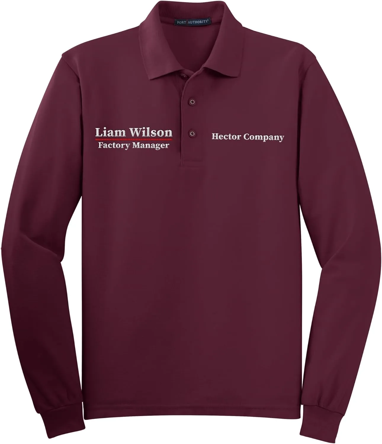 Custom Embroidered Long Sleeve Polo Shirts for Men Personalized Embroidery Add Your Name Text