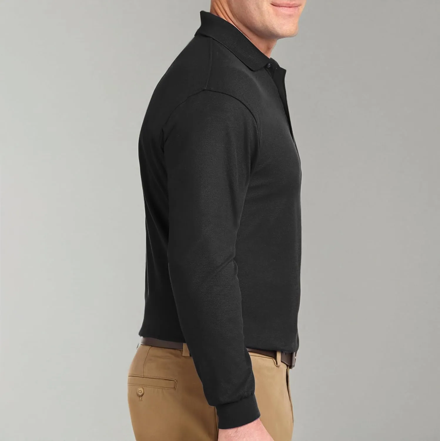 Custom Embroidered Long Sleeve Polo Shirts for Men Personalized Embroidery Add Your Name Text