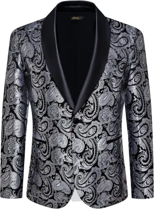 DiBanGu Mens Suit Jacket Blazer Wedding Blazer One Button Mens Tux Dress Suit Jacket Shawl Lapel for Dinner Prom Party