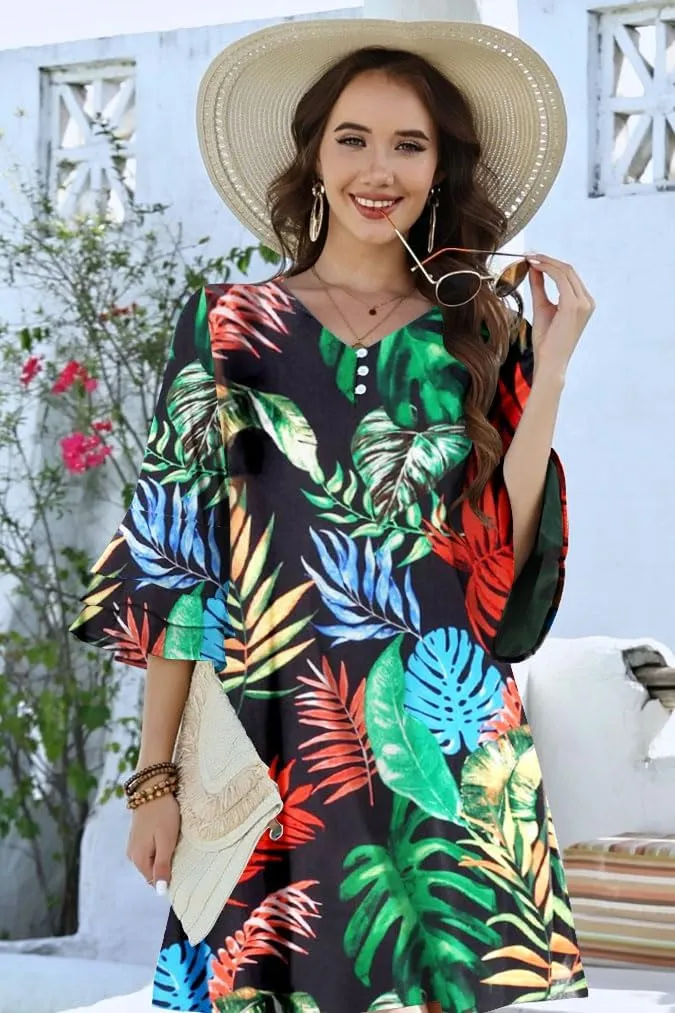 Disamer Summer Dresses for Women Casual 2025 Spring V Neck Ruffle Short Sleeve Button Down T-Shirt Dress