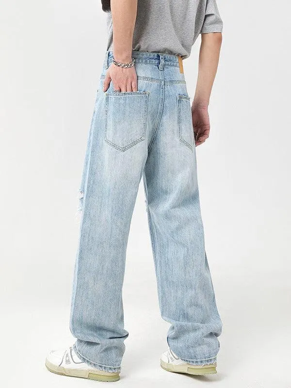 Fashion Personality Light Color Hole Jeans