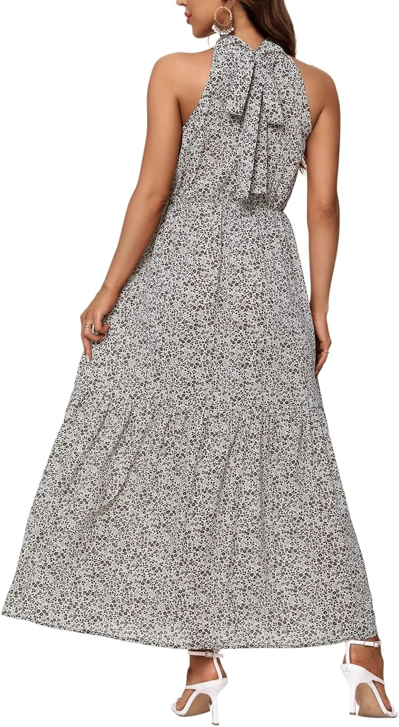 Feiersi Womens Casual Sleeveless Long Maxi Dress Flowy Loose Ruffle Sundress