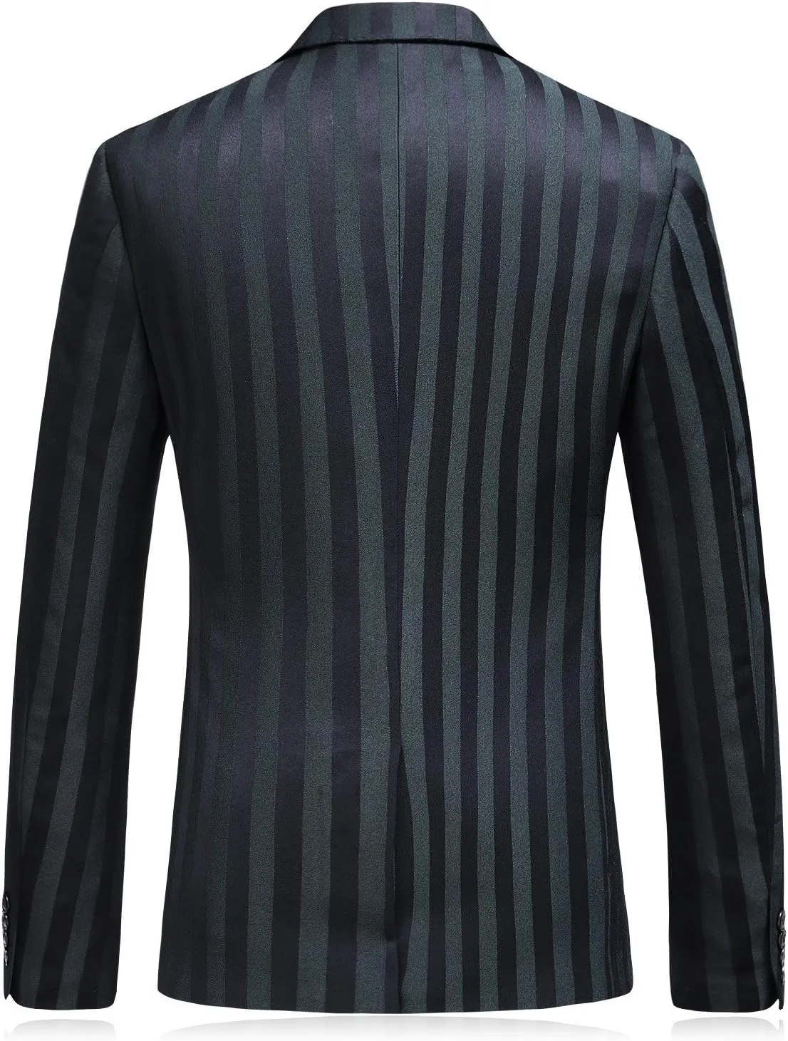 Mens 3 Piece Suit Slim Fit Stripe Tuxedo Blazer Pants Vest Set