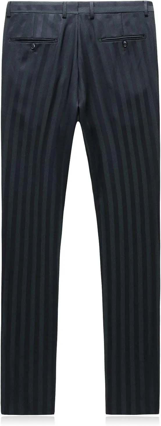 Mens 3 Piece Suit Slim Fit Stripe Tuxedo Blazer Pants Vest Set