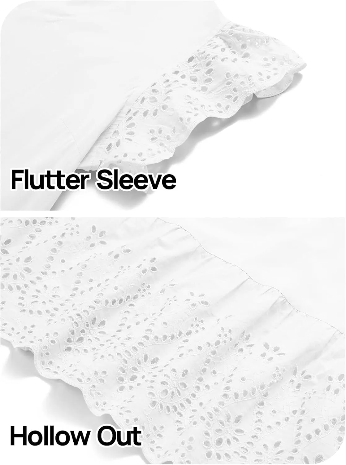 MEROKEETY Women's 2025 Summer Short Sleeve Midi Dress V Neck A-Line Ruffle Tiered Eyelet Casual Dresses