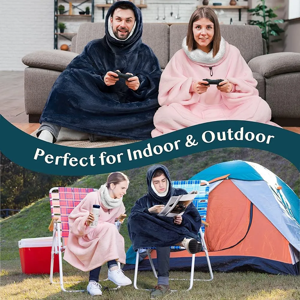 PAVILIA Sherpa Wearable Blanket Hoodie Women Men, Oversized Hoodie Sweatshirt Blanket, Hooded Sweater Blanket Neck Warmer, Thick Fleece Hug Sleep Pod Adult, Cozy Warm Plush Gift Ideas Mom Wife, Pink
