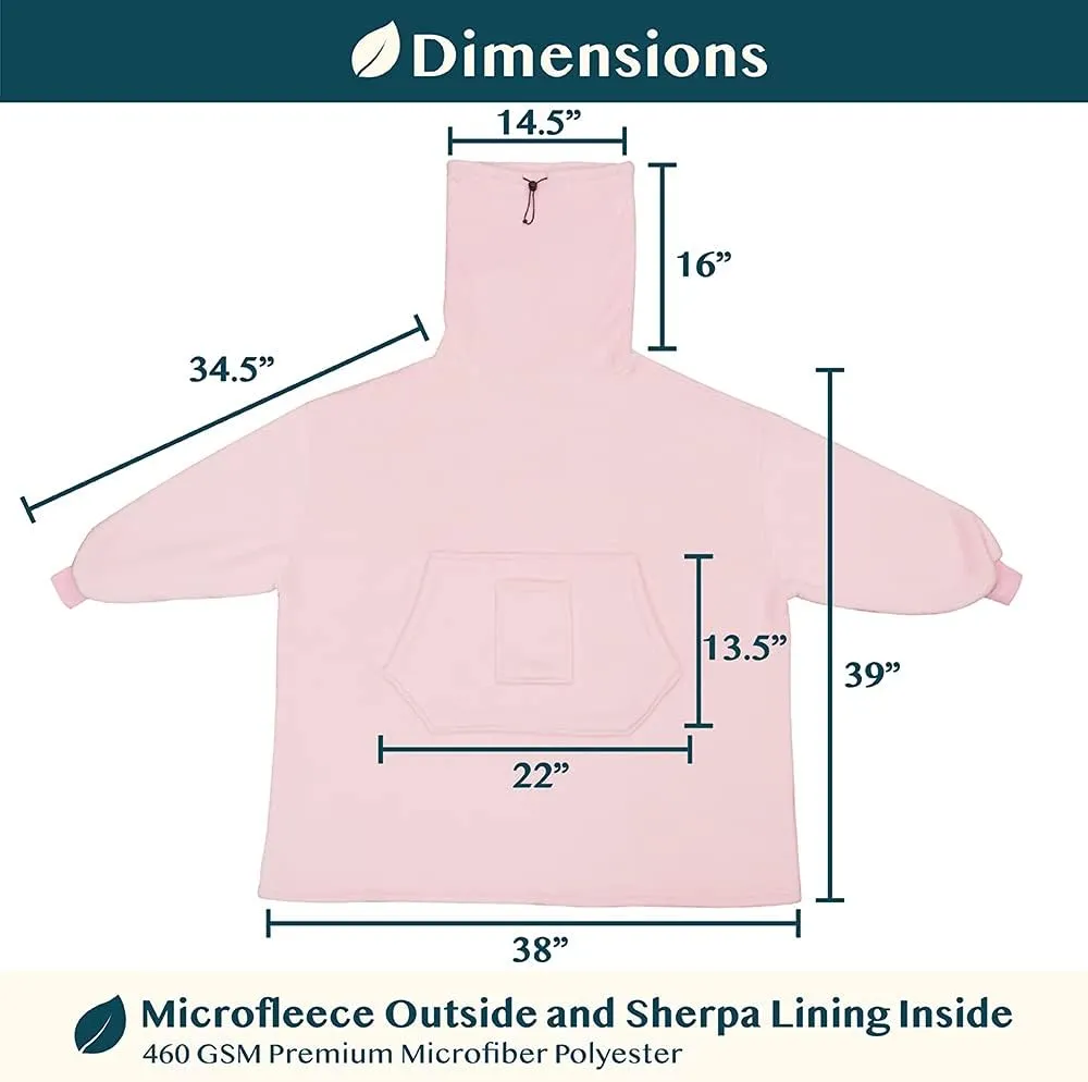 PAVILIA Sherpa Wearable Blanket Hoodie Women Men, Oversized Hoodie Sweatshirt Blanket, Hooded Sweater Blanket Neck Warmer, Thick Fleece Hug Sleep Pod Adult, Cozy Warm Plush Gift Ideas Mom Wife, Pink