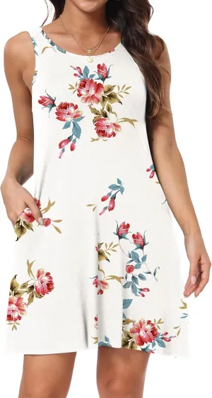 Short/Long Sleeve Women's Cold Shoulder Dress with Pockets Casual Swing T-Shirt Dresses