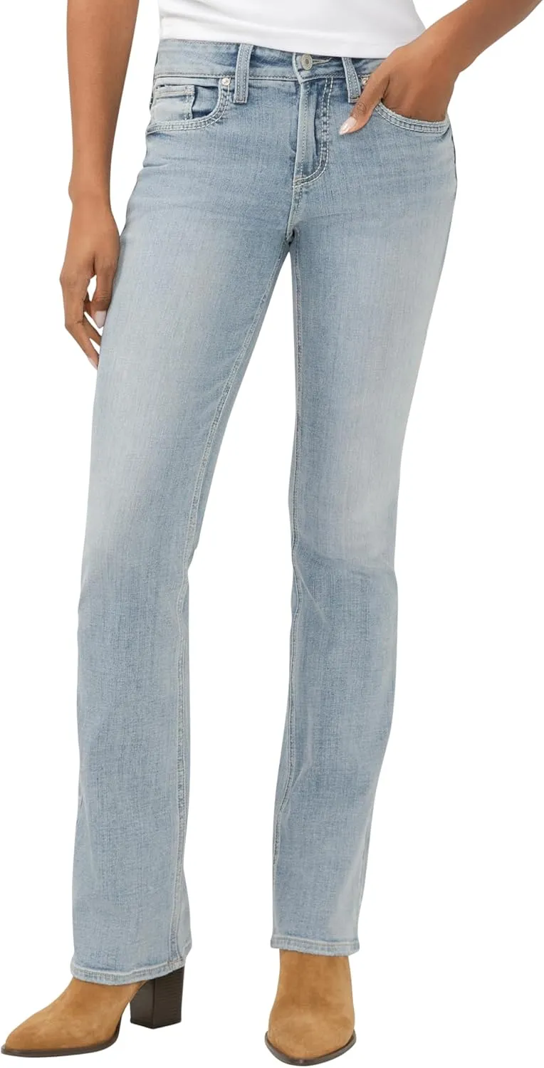 Silver Jeans Co. Women's Suki Mid Rise Curvy Fit Slim Bootcut Jeans - Legacy