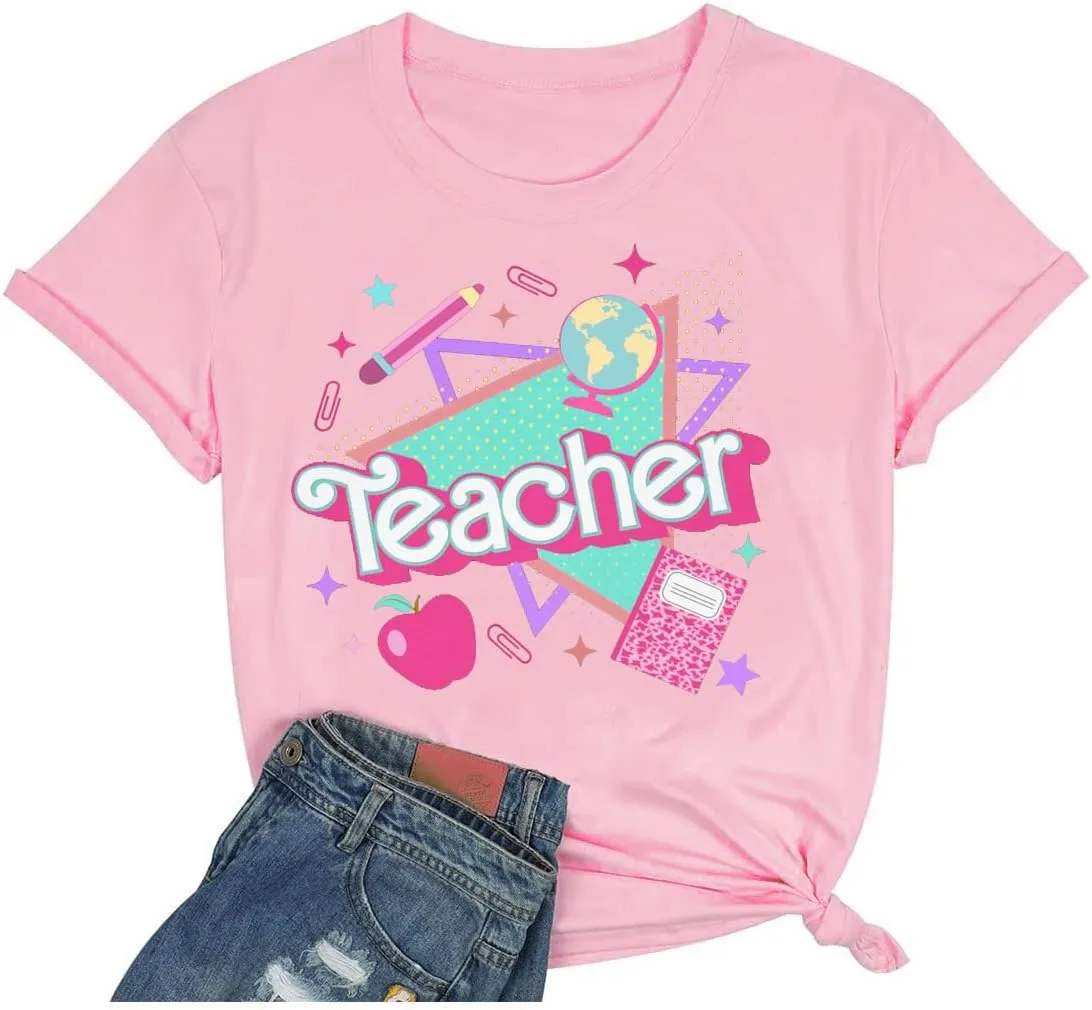 Teacher Shirts for Women Funny Heart Graphic Teaching Life Tshirt Teacher Day Gift Tops Tee Back to School