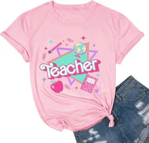 Teacher Shirts for Women Funny Heart Graphic Teaching Life Tshirt Teacher Day Gift Tops Tee Back to School