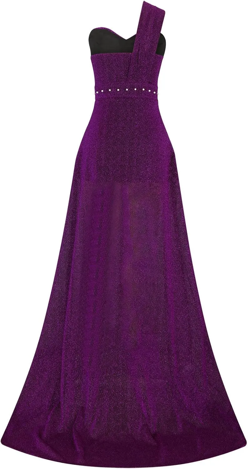 Uillui Long Ball Gowns for Women Fashion Glitter Sequin Evening Dress High Waist Slim Fit Side Slit Sparkle Dress Formal Gown