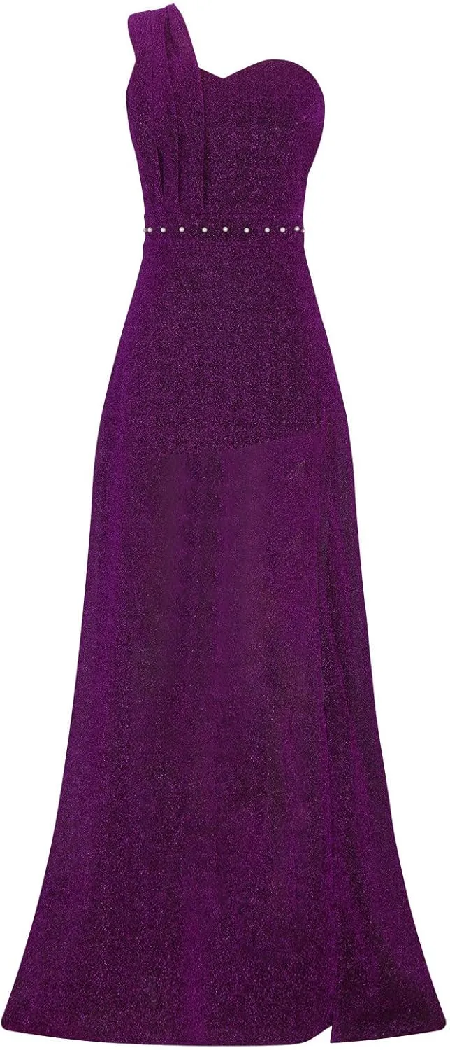 Uillui Long Ball Gowns for Women Fashion Glitter Sequin Evening Dress High Waist Slim Fit Side Slit Sparkle Dress Formal Gown