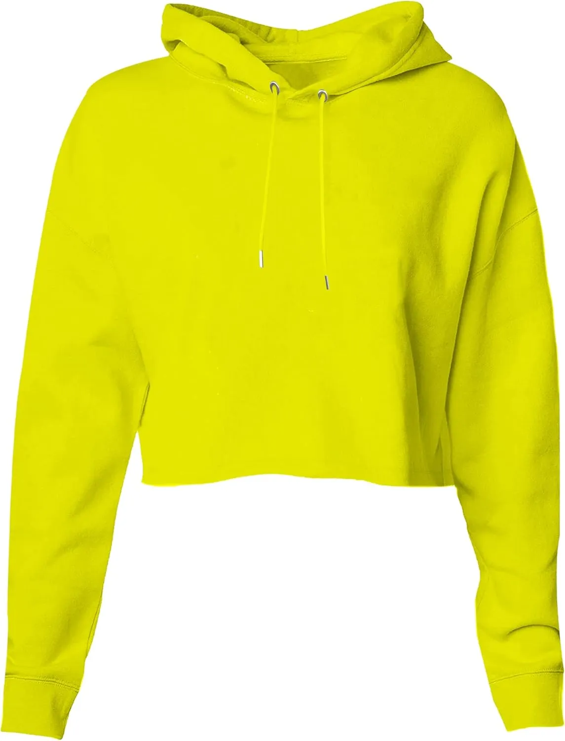 URBAN BUCK Neon Crop Top Hoodie For Women - Lightweight Long Sleeve Cropped Pullover Sweatshirt For Workout & Running