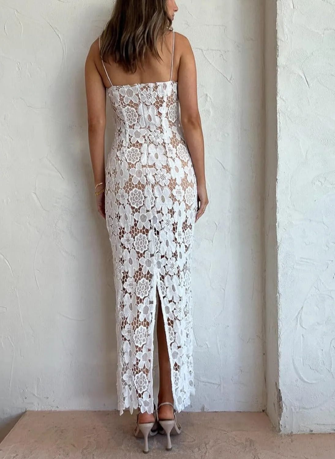 Women Y2k Floral Long Dress Flowers Spaghetti Strap Maxi Dress Backless Bodycon Slip Dress Sundress