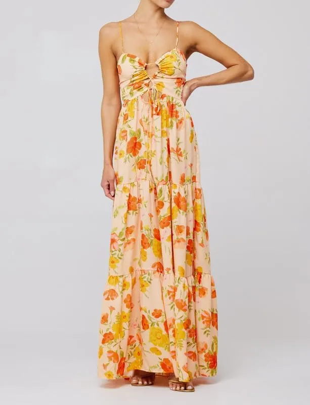 Women Y2k Floral Summer Casual Sleeveless Maxi Dresses Sexy Backless Bodycon Dresses Spaghetti Strap Long Dresses